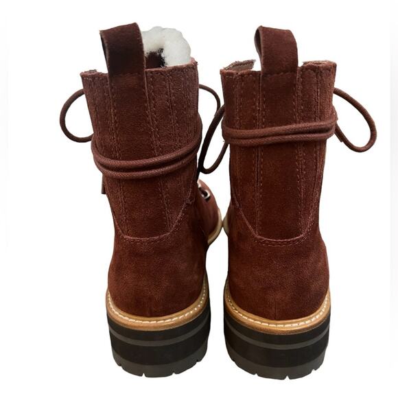 NWOT Marc Fisher Izzie Lugsole Ankle Boot Dark Red Suede – Sz 9M - Picture 6 of 7